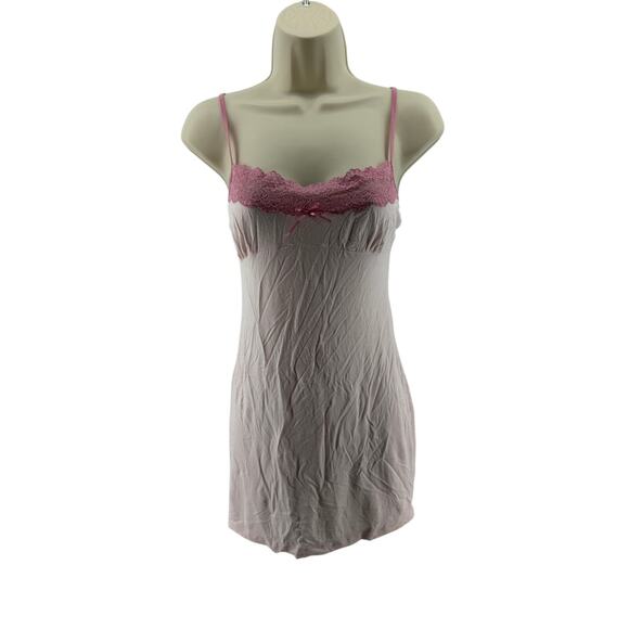 Vintage Victoria's Secret Pink Modal Nightie Lace Accent Womens Small - Picture 1 of 6